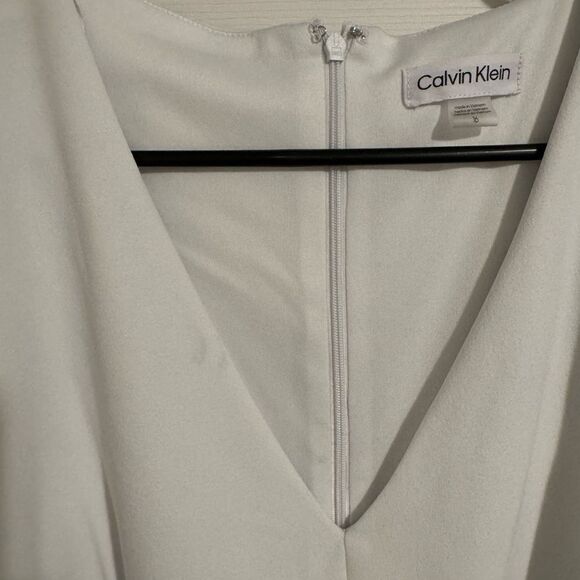 Calvin Klein - white puff sleeve classic dress size 16 - Picture 2 of 5